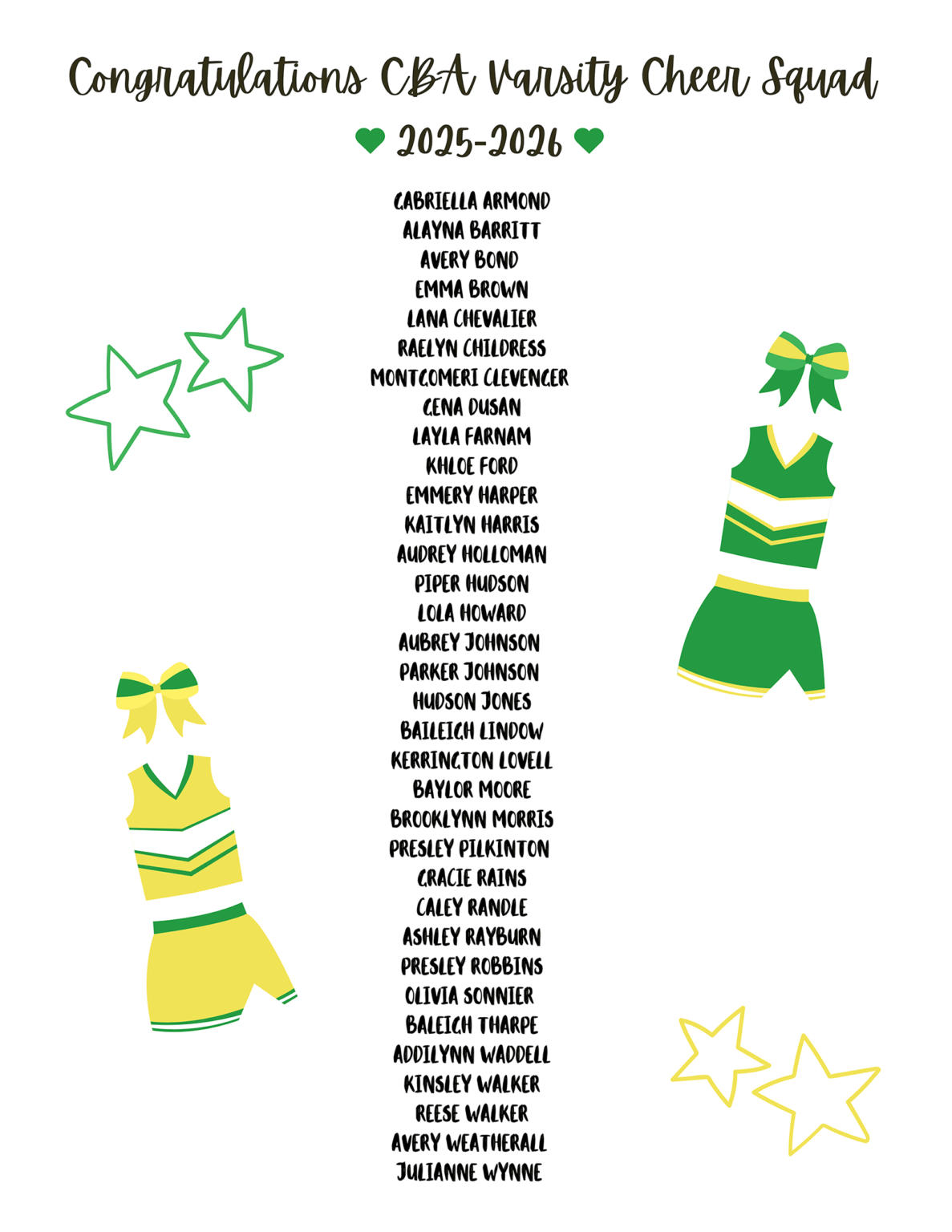 20252026 Varsity Cheer Calvary Cavaliers